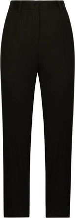 Dolce & Gabbana Zwarte Wolmix Straight Leg Broek - Dames - Straight fit broeken - Zwart - M - Wol - Broeken