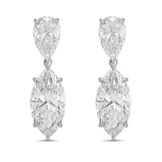 Diana M. Jewels 14KW WG 20.00 Ct TW of Lab grown pear and marquise shape diamond drop earrings