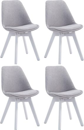 Clp Clp - Set De 4 Sillas Borneo Para Comedor En Tela Gris Blanco