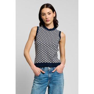 Central Park West Marlo Vest Top in Navy Multi at Nordstrom, Size X-Small