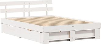 vidaXL Bed Frame with Headboard White 150 x 200 cm Solid Pine Wood vidaXL
