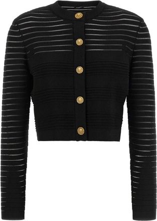 Balmain Cropped Cardigan - Dames - Vesten - Zwart - M - Truien & Vesten