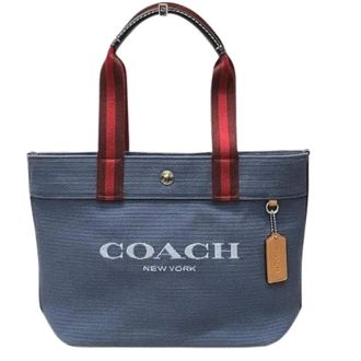Coach Pre-owned Tote Bags, female, Blue, Size: ONE SIZE Pre-owned Small Canvas Leather Tote Bag