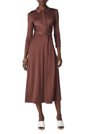 Diane Von F&uuml;rstenberg Sana Wrap Shirtdress in Chocolate at Nordstrom, Size Xx-Small