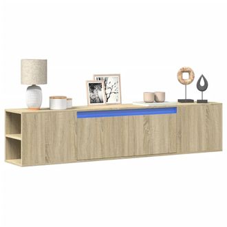 Berkfield Home TV Wall Cabinet with LED Sonoma Oak 180x31x39.5 cm in Brown