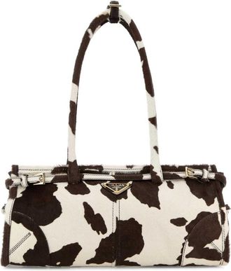 Prada White/Brown Bonnie Shoulder Bag