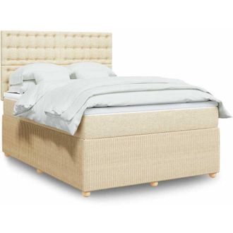 vidaXL Vidaxl - Cama Box Spring Con Colch&oacute;n Tela Color Crema 140x190 Cm