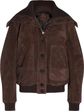 The Attico Ribbed-collar Suede Jacket