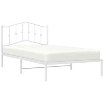 vidaXL Giroletto con Testiera Metallo Bianco 100x200 cm - Vidaxl