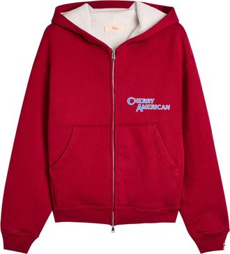 Cherry Los Angeles Thermal Logo-print Cotton Zip-though Sweatshirt - Red - XL