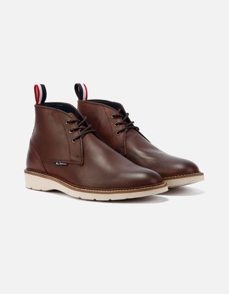 Ben Sherman Mens Ben Sherman Hampton Leather Mens Burgundy Boots - Red - Size: 11
