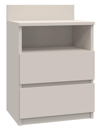 OEM Mesita De Noche Moderna Con 2 Cajones, Color Cachemir, Serie Malwa - Mesita De Noche Para El Dormitorio, Fabricaci&oacute;n Polaca