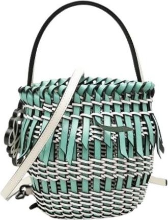 Loewe Pre-owned Woven Bucket Bag - - Pre-owned - Donna - Verde - ONE SIZE