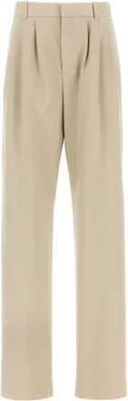Saint Laurent Broeken, Dames, Beige, S, Wol, Broek van Lichte Wol