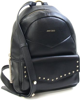 Jimmy Choo London Black Leather Backpack (Pre-Owned)