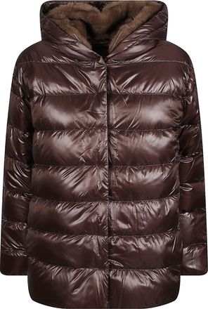 Herno Quilted Padded Down Jacket with Plush Hood and Cropped Silhouette
