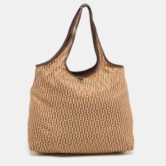 Aigner Brown Canvas And Leather Totes Bag