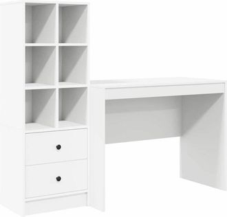 vidaXL Escritorio con almacenamiento 2 pcs Blanco Madera contrachapada vidaXL