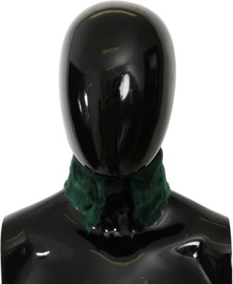 Dolce & Gabbana Green Fur Neck Collar Wrap Lambskin Womens Scarf