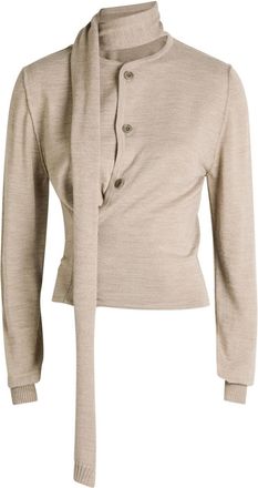 Christophe Lemaire Twisted Scarf-effect Knit Cardigan - Taupe - S (UK8-10 / S)