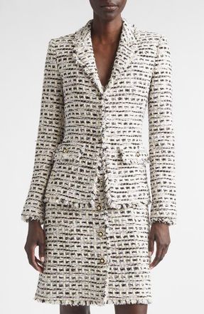 St. John Claudine Tweed Jacket in Linen/black Multi at Nordstrom, Size 12