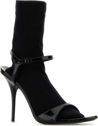 Balenciaga Womens Avenue Heel Sandal Black Calf Fabric