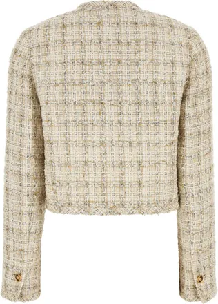 Versace Womens Multicolor Tweed Blazer Biscuitwhite Giacche E Gilet Jacket
