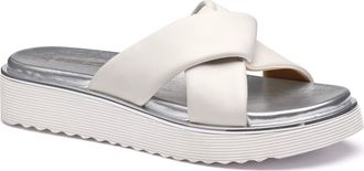 Johnston & Murphy Mitzi Platform Wedge Slide Sandal in White Nappa Leather at Nordstrom, Size 8.5