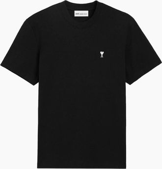 Ami Mens Ami De Coeur Contrast Black T-Shirt - Size: 36