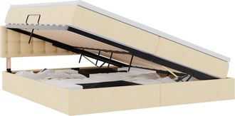 vidaXL Cama Con Almacenamiento Y Colch&oacute;n Crema 200 X 200 Cm Terciopelo Vidaxl