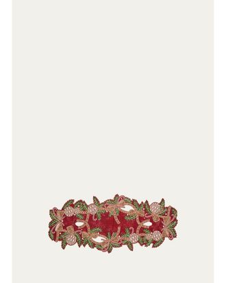Kim Seybert Candy Cane Bow Beaded Table Runner, 19 x 39