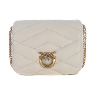 Pinko Shoulder Bags, female, White, ONE SIZE, White Leather Shoulder Bag