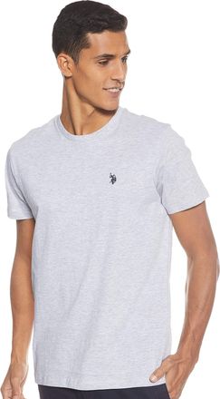 U.S.Polo Association Mens Crew Neck Small Pony T-Shirt, Light Heather Gray, Medium