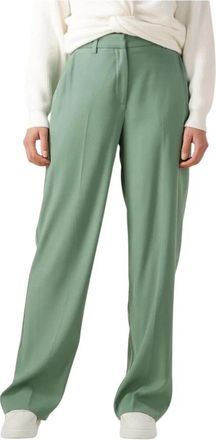 Minus Groene Straight Leg Broek Livina - Dames - Wijde Broeken - Groen - M - Broeken