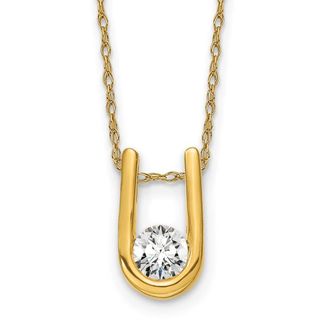Diamond2Deal 14k Yellow Gold 1/3 Ct Lab Grown Diamond U-Shape Pendant Necklace 18