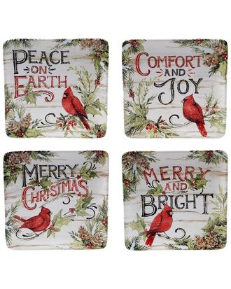 Certified International Evergreen Christmas Dessert Plates (Set Of 4)