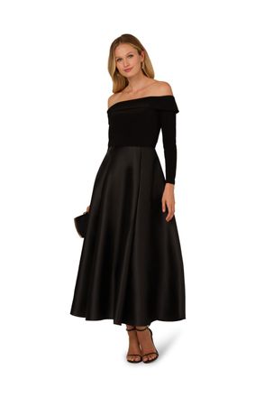 Adrianna Papell Womens Mikado Combo Ankle Dress - Black - Size 18 UK