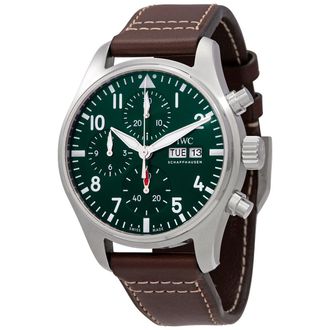 IWC Pre-owned IWC Pilot Chronograph 41 Automatic Green Dial Mens Watch IW388103