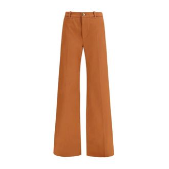 Chlo&eacute; Pantaloni a gamba larga a vita alta - - Trousers - Donna - Marrone - S