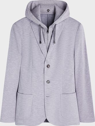 Bugatchi Men & apos;s Three-Button Blazer with Hooded Bib