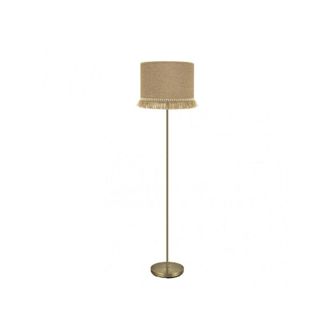 Fabrilamp Pie De Salon Modelo Sibila En Cuero Con Pantalla Rustica Fabrilalmp