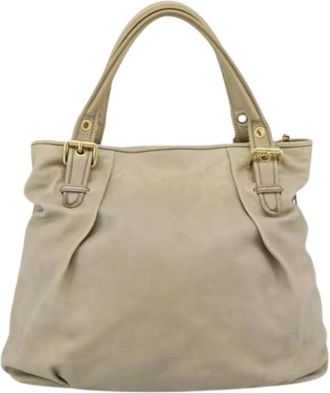 Miu Miu Pre-owned Tote Bag - Dames - Vintage Shopper - Beige - ONE Size - Leer - Vintage