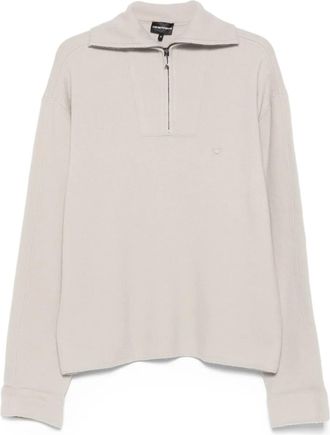 Emporio Armani Maglione in lana con mezza zip - Grigio