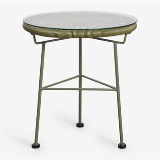 Sklum Mesa Auxiliar Redonda &Oslash;45 Cm En Acero Y Mimbre Sint&eacute;tico Acapulco Sklum