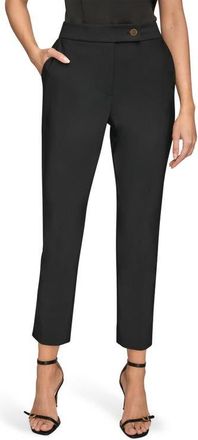 DKNY Side Button Flat Front Ankle Pants in Black at Nordstrom, Size 10