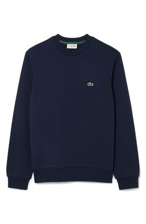Lacoste Lightweight Cotton Fleece Crewneck Sweatshirt in Navy Blue at Nordstrom, Size 6