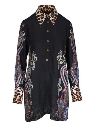 Camilla Istanbul Animalia mini shirt dress - Black
