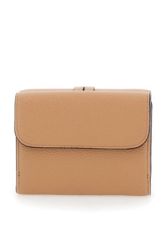 Chlo&eacute; Womens Small Tri-Fold Wallet Beige Leather