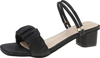 Generic Cocila Walking Sandals For Women Ladies Chunky Heel High Fish Mouth Black, 4.5 Comfortable Heels Lilac White Size 5 Black Leather Beige Pink Narrow Fi