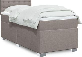 vidaXL Cama Box Spring Con Colch&oacute;n Tela Gris Taupe 90x200 Cm Vidaxl
